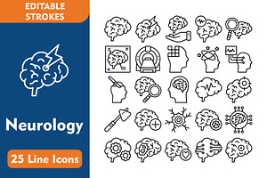 Neurology 25 Line Icons, an Icon by Pexelpy