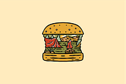 Campfire Adventure in a Burger, an Object Illustration by nomlimo.com (Thumbnail 1 of 2)