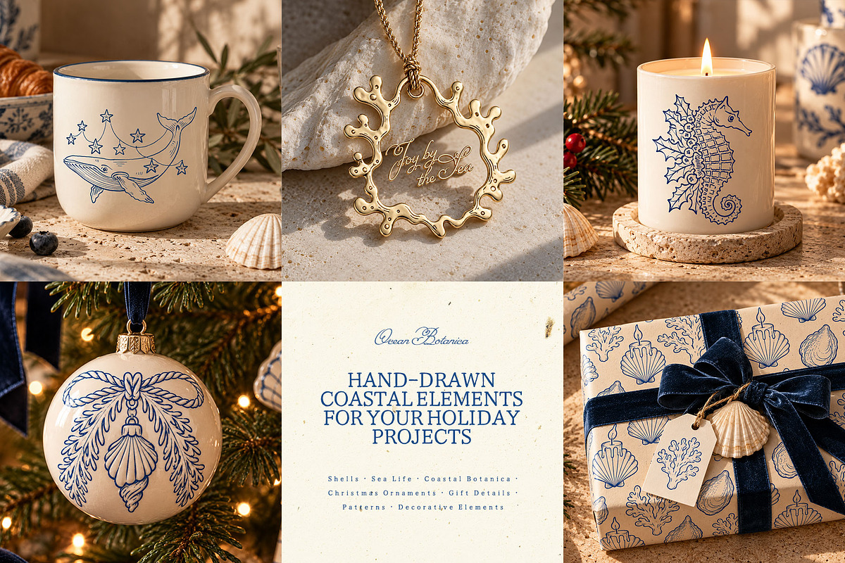 Coastal Christmas Illustration Kit, a Seasonal Illustration by KetteCreate (Photo 3 of 21)