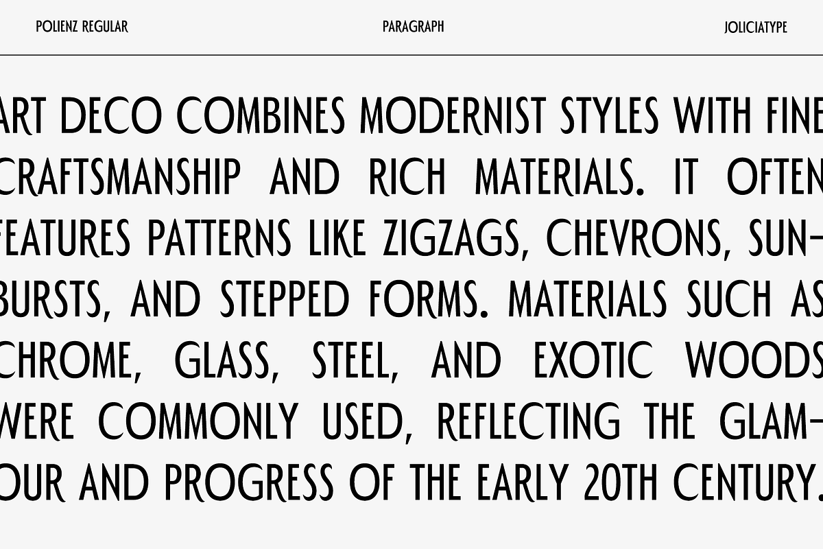 Polienz | Artdeco Font, a Sans Serif Font by Jolicia Type (Photo 12 of 19)