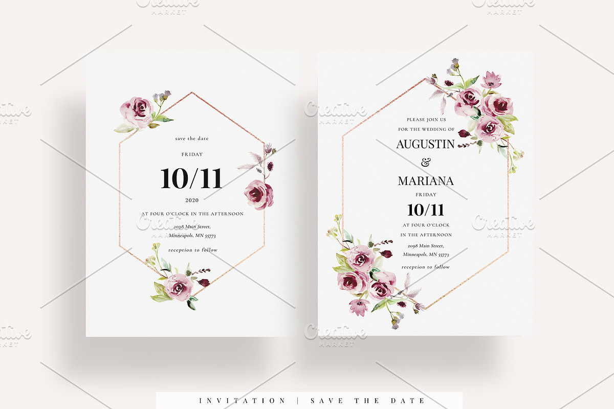 Burgundy Wedding Invitation Suite, an Invitation Template by Azka Creative (Photo 2 of 4)