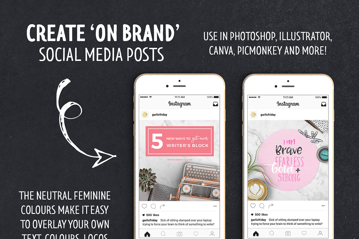Feminine & Neutral Bundle Vol 1, a Social Media Template by Garlic Friday Design (Photo 2 of 6)