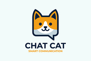 Chat Cat Mascot Cartoon Logo, an Animal Illustration by Cekal_std