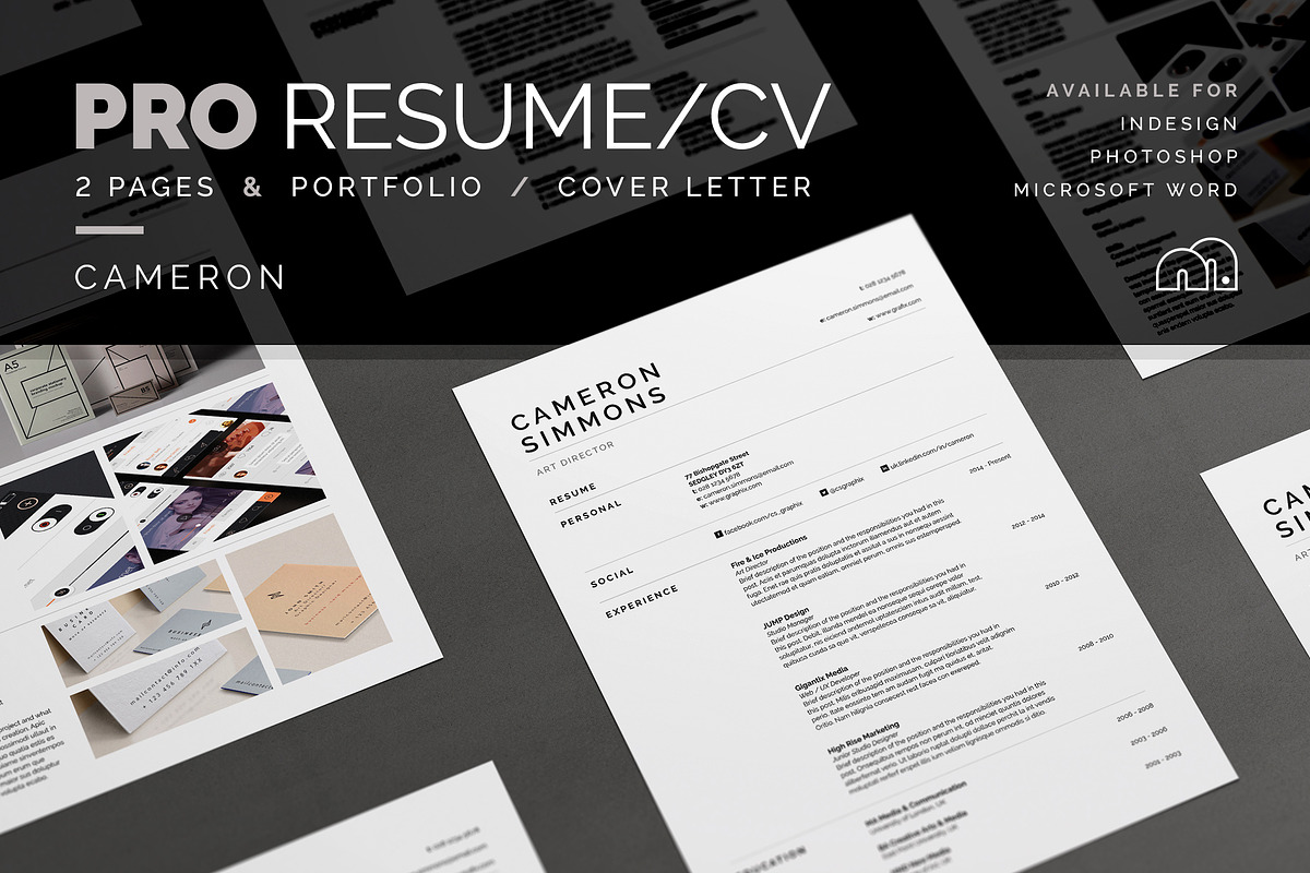 Pro Resume/CV - Cameron, a Resume Template by bilmaw creative (Photo 1 of 3)