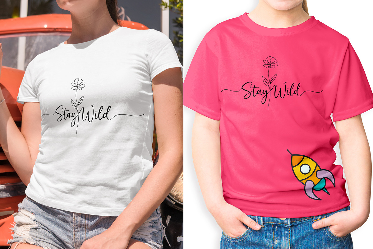 One Line Floral Stay Wild T-Shirt, an Object Illustration by Ghagra (Photo 3 of 7)