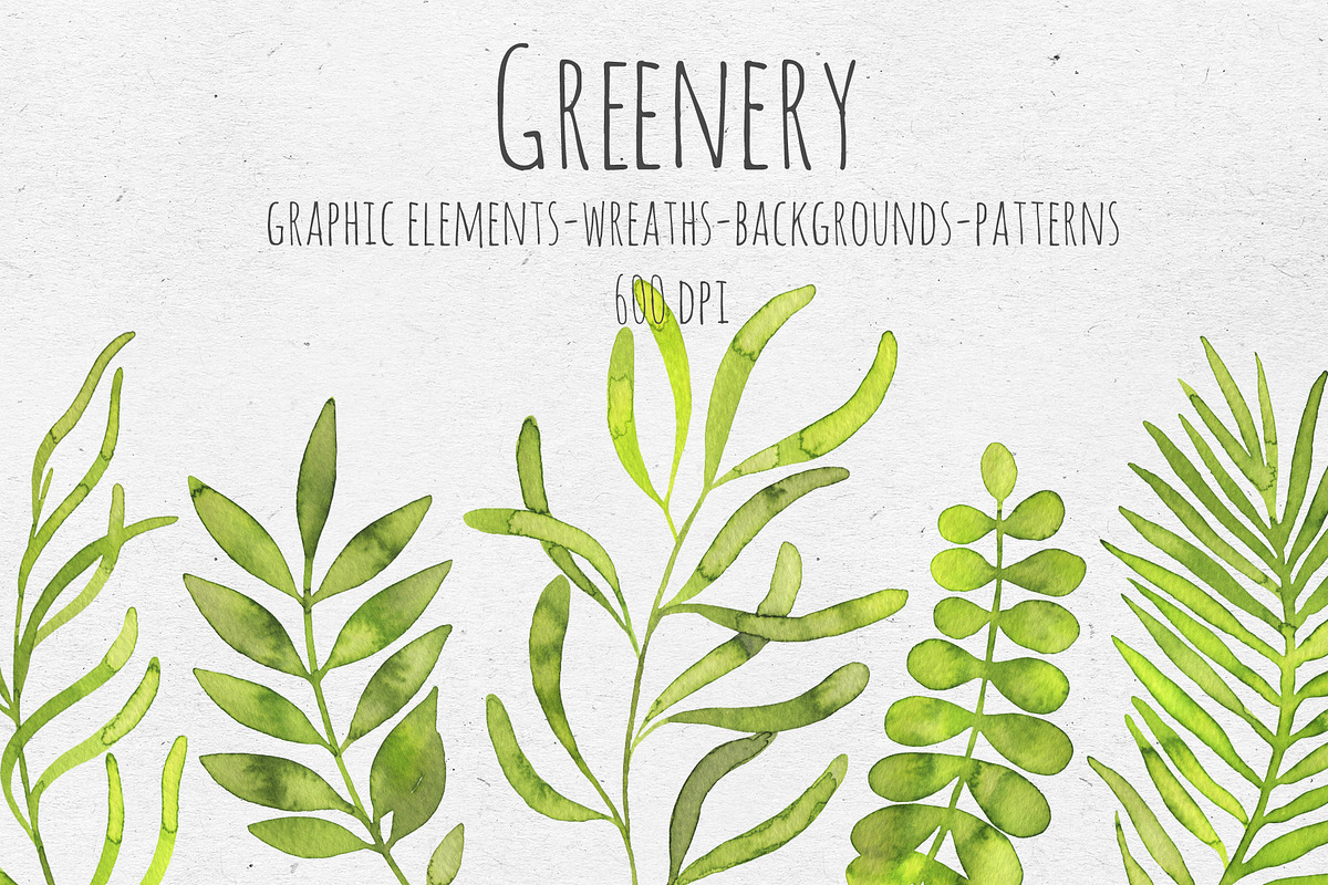 Greenery. Watercolor set, a Decorative Illustration by Maria's little shop (Photo 1 of 7)