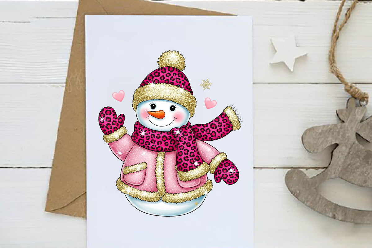 Pink Leopard Snowman Glitter Png, an Illustration by Dream Creation (Photo 2 of 5)