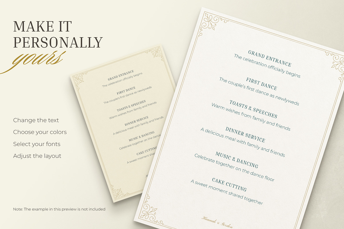Wedding Order of Events Template, a Stationery Template by Vasya Kobelev (Photo 3 of 7)