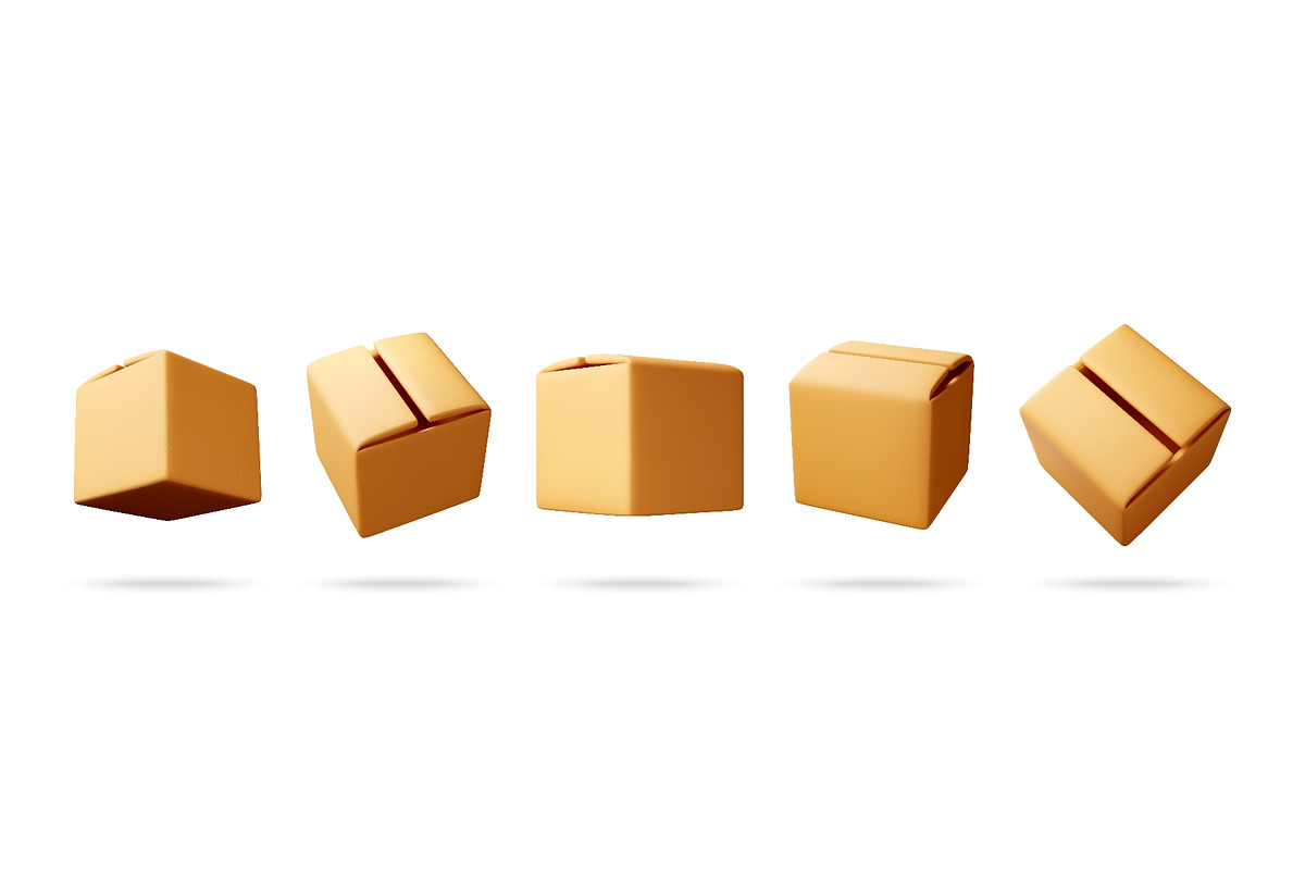 Set of brown cardboard boxes in 3d, an Object Illustration by Abscent (Photo 1 of 3)
