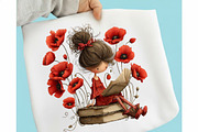 Whimsical Enjoy Poppy Girl Clipart, a Seasonal Illustration by designcity5 (Thumbnail 3 of 5)