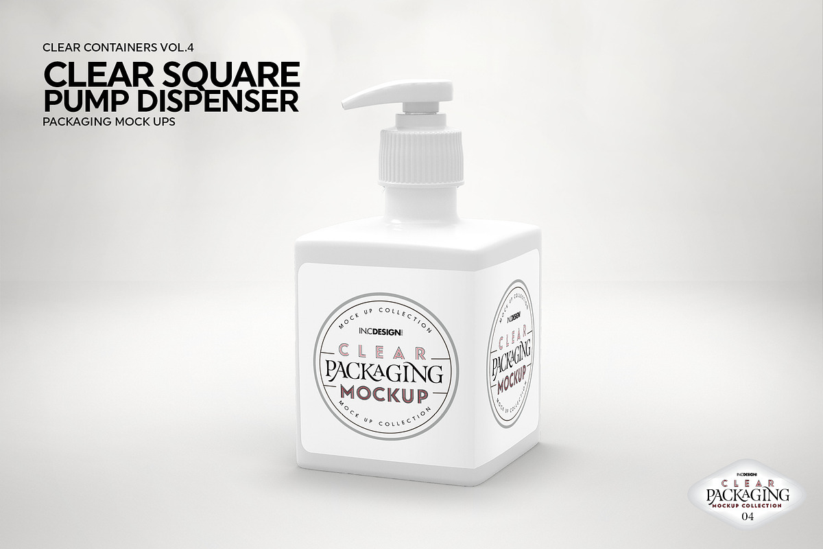 Clear Square Pump Dispenser Mockup, a Cups & Container Mockup by INCDesign (Photo 7 of 8)