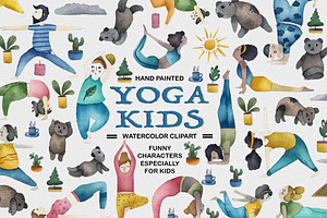 Yoga Kids (Waterolor Clipart)