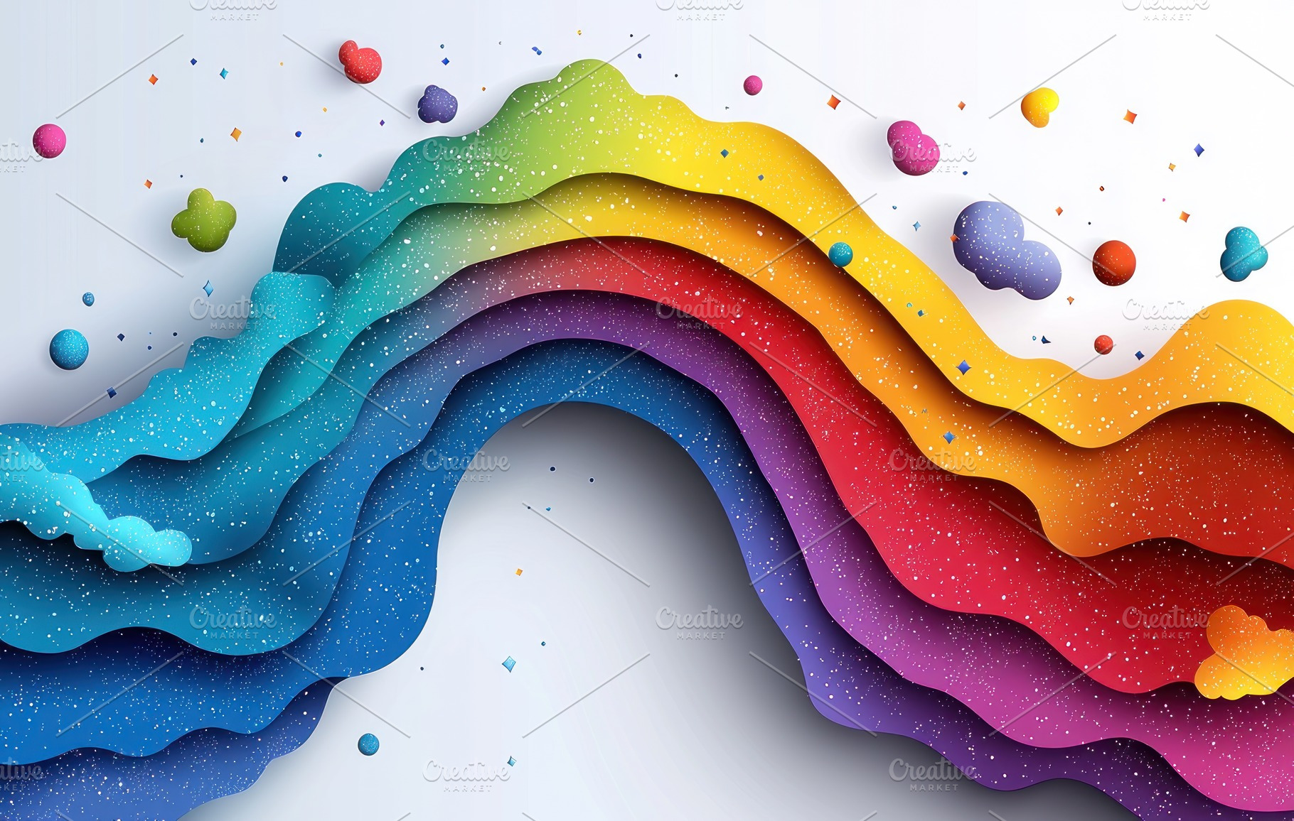 Layered abstract rainbow waves with 3D paper cutout effect and s, a Background Photo by José Manuel Gelpi