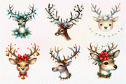 Reindeer Face Christmas Clipart, an Illustration by Dream Creation (Thumbnail 2 of 7)