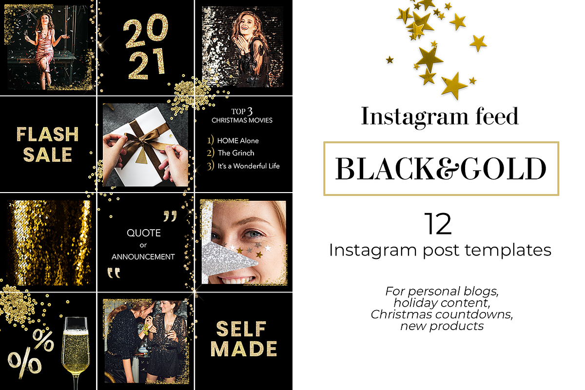 BLACK&GOLD templates, a Social Media Template by Instagram templates E.B.