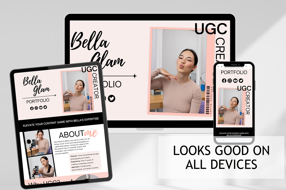 UGC Creator Website Canva Template, a Landing Page Template by Mindful Digital Co. (Photo 2 of 9)