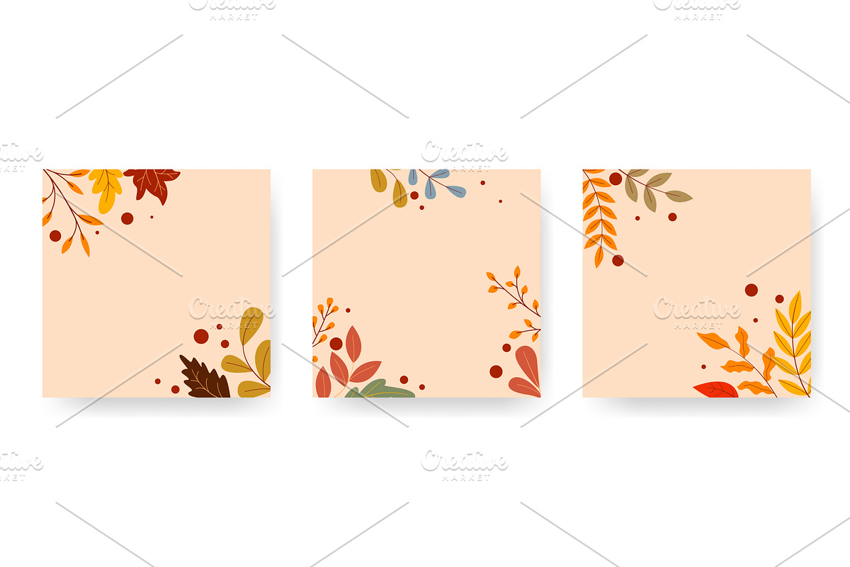 Set of autumn square templates with, an Illustration by Tati_Kli