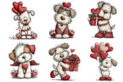 Whimsical Valentine Dogs Clipart, an Illustration by Dream Creation (Thumbnail 4 of 5)