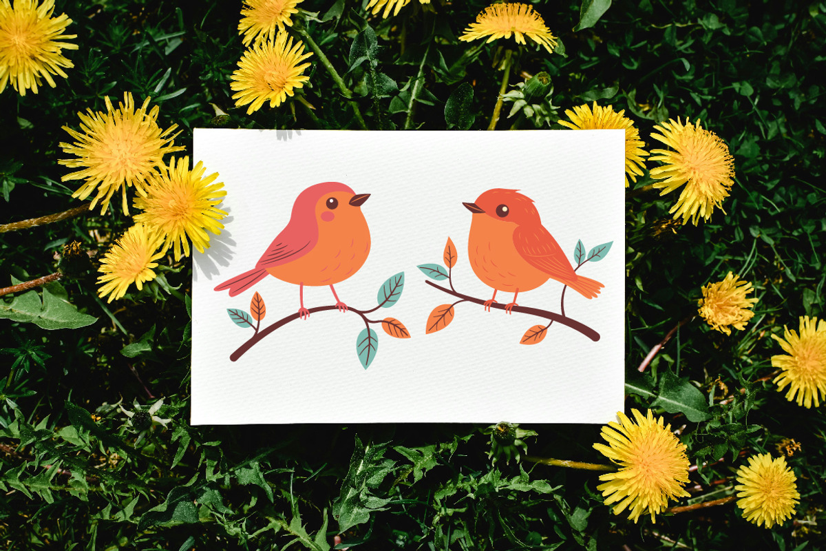 14 Cute Red Robin Bird on Tree Twig, an Animal Illustration by jongcreative (Photo 5 of 8)