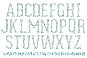Vintage Blue Floral Alphabet, an Illustration by Amanda Ilkov (Thumbnail 5 of 5)