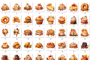 Watercolor Fall Dessert Clipart