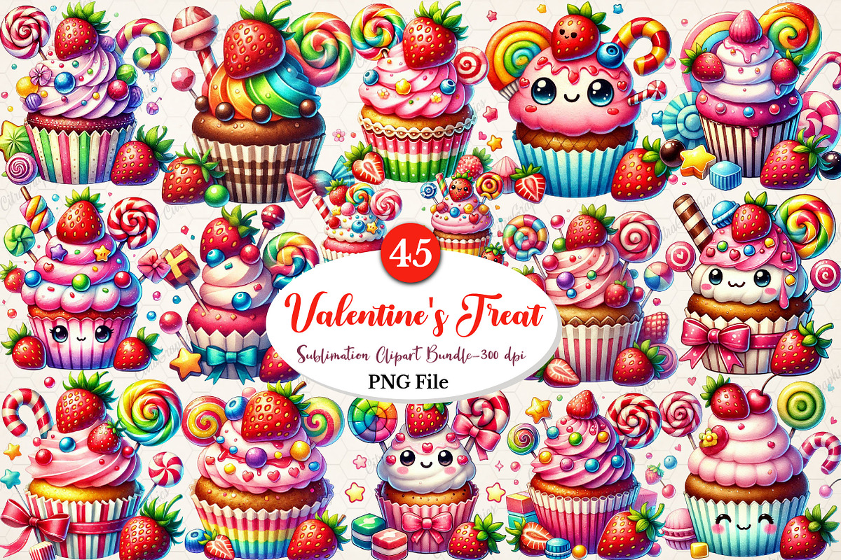 Watercolor Valentine's Treat Clipart, an Illustration by CitraGraphics (Photo 1 of 6)