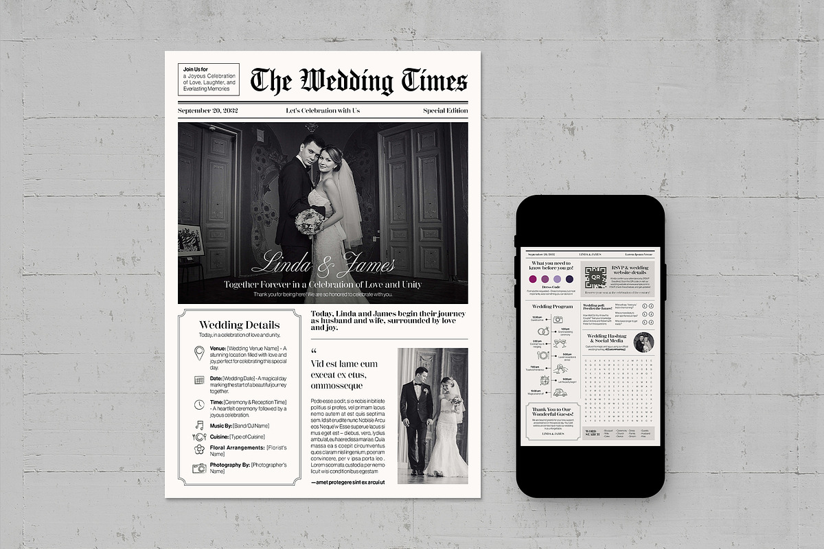 Wedding Newspaper Flyer Template, a Flyer Template by BrandPacks (Photo 3 of 5)