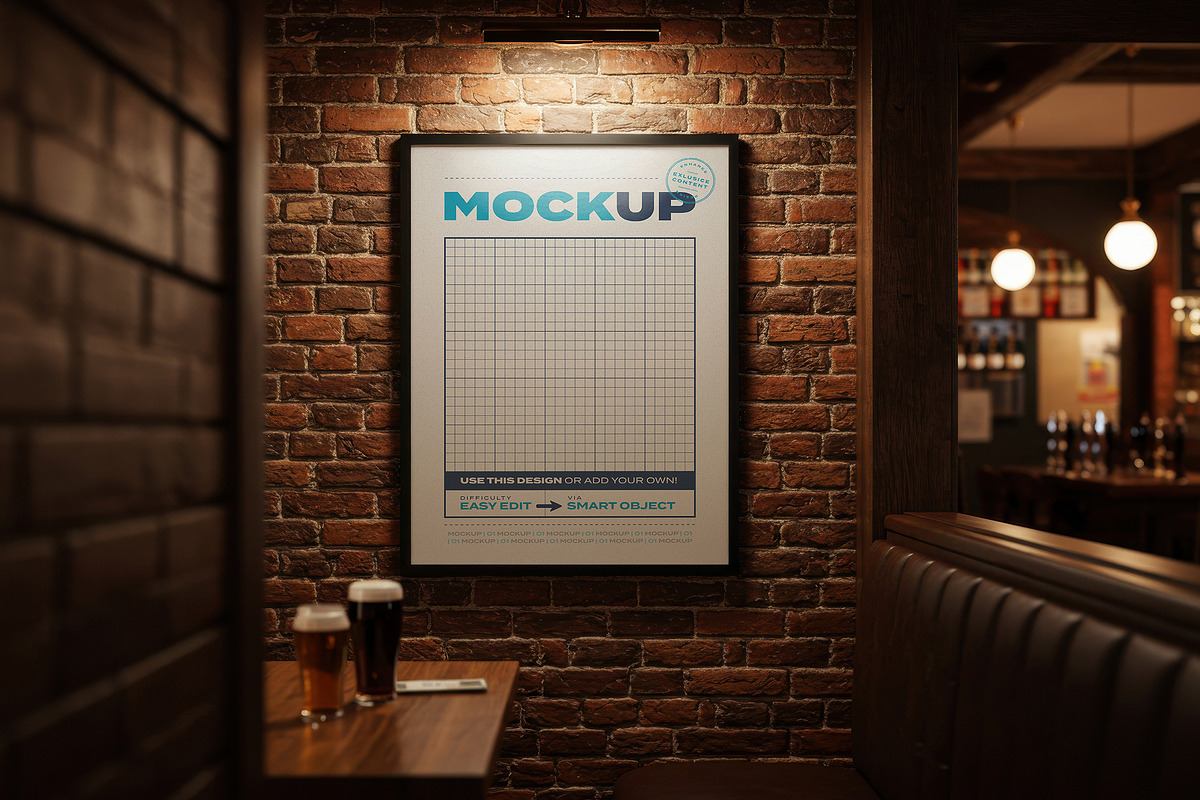 Poster Frame Mockups in Pub, a Mockup by Luuqas Design (Photo 2 of 3)