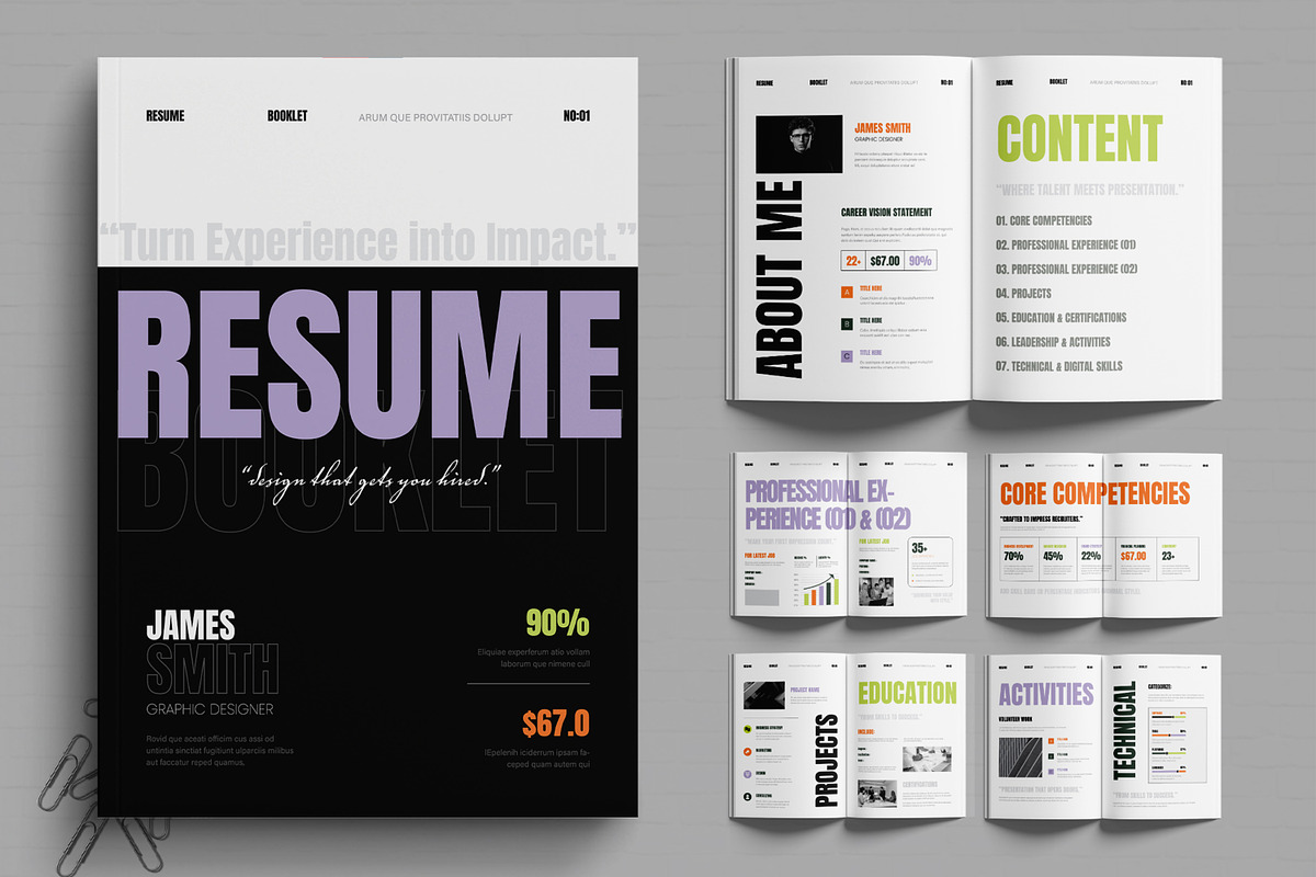 Resume Booklet CV Multipage Template, a Resume Template by MightyDesign (Photo 1 of 6)