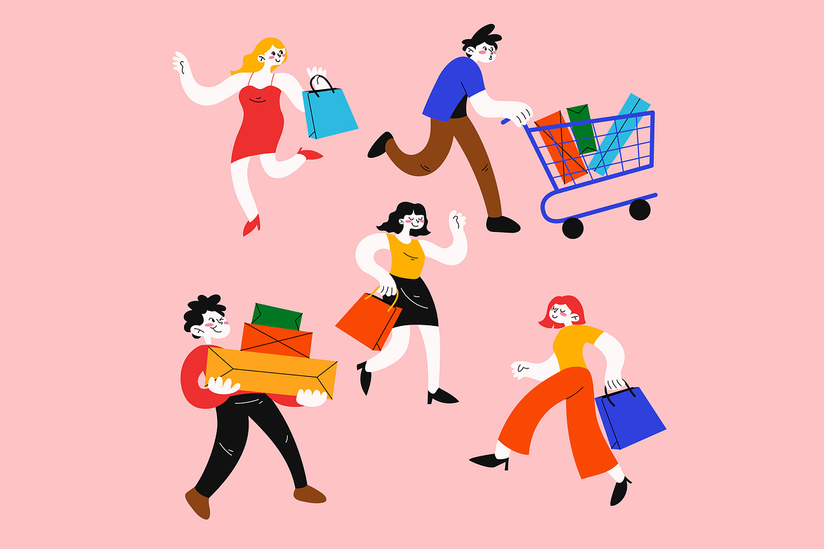Holiday Shopping Asset Illustration, an Illustration by graphicook