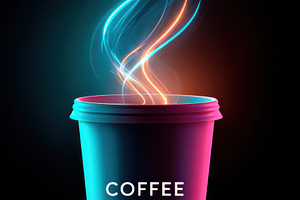 Vibrant coffee cup with colorful steam, a Food & Drink Photo by AlyaAnd