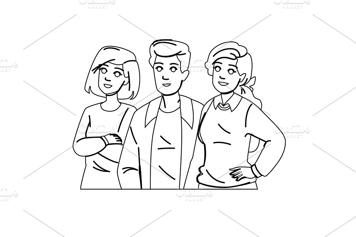 happy team group vector, a Person Illustration by pikepicture