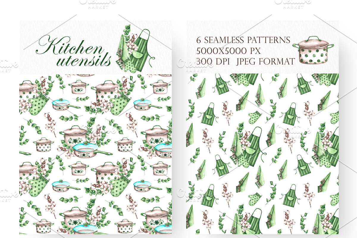 Kitchen watercolor set. Cookbook, an Illustration by SabinaWatercolorArt (Photo 7 of 16)