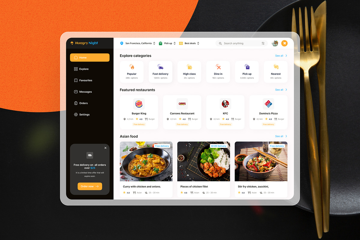 Food delivery Web App Figma file, an App Template by frameum (Photo 1 of 4)