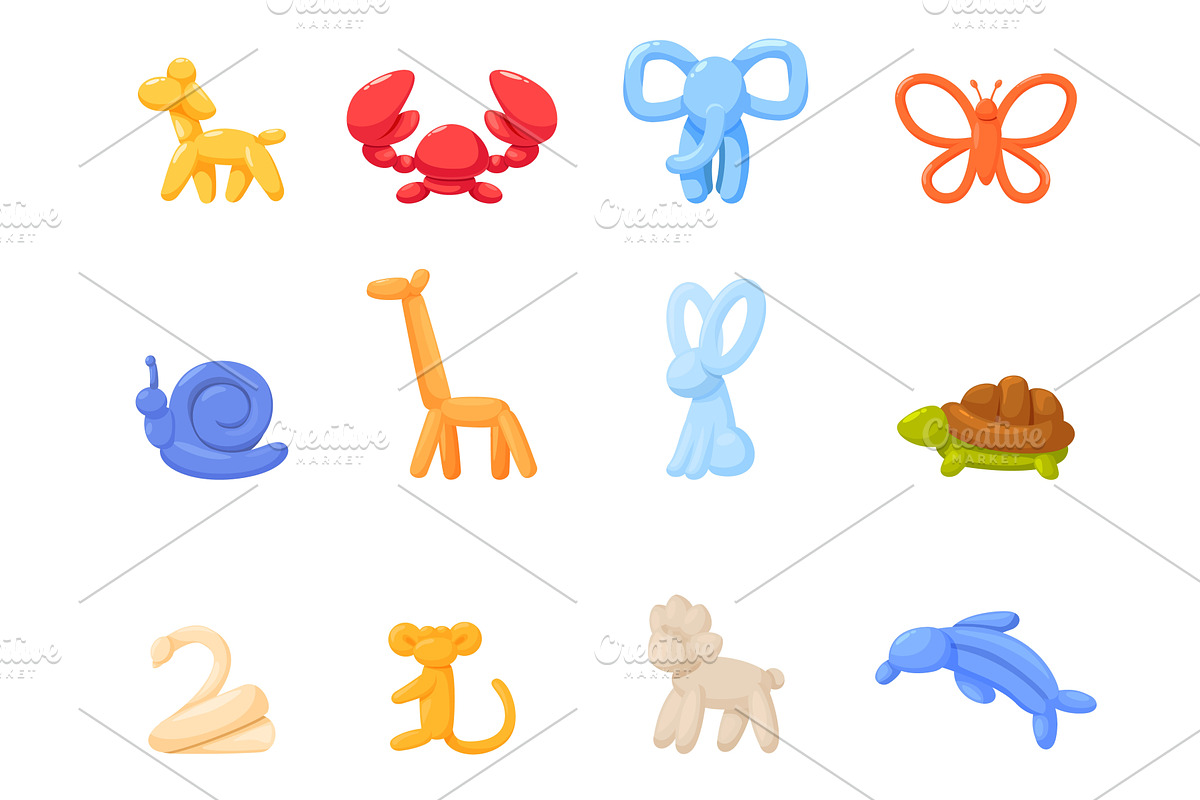 Cartoon balloon animals. Helium air, an Illustration by Valerie Bodnar