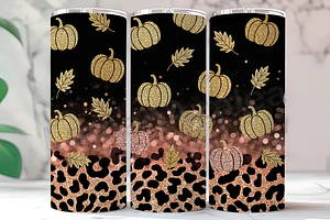 Glitter Leopard Pumpkin Fall Tumbler, an Arts & Entertainment Photo by LamanAzalea