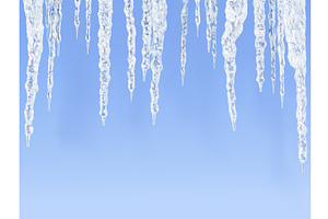 Ice stalactites frame - white, a Seasonal Illustration by Marozhkastudio