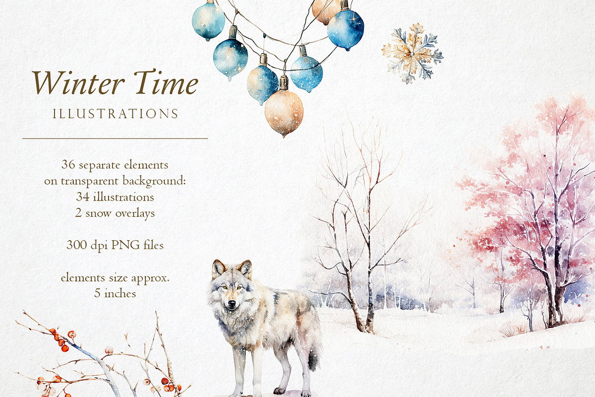 Winter Watercolor PNG Overlays, an Object Illustration by PixelJungle (Photo 2 of 5)