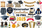 Watercolor Graduation Clipart Set, an Illustration by CropUp Creative (Thumbnail 1 of 4)