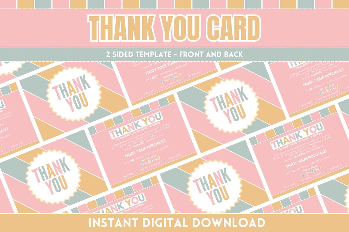 Cute Thank You Card Template, a Card Template by SunshineStudioBoutique (Photo 1 of 10)