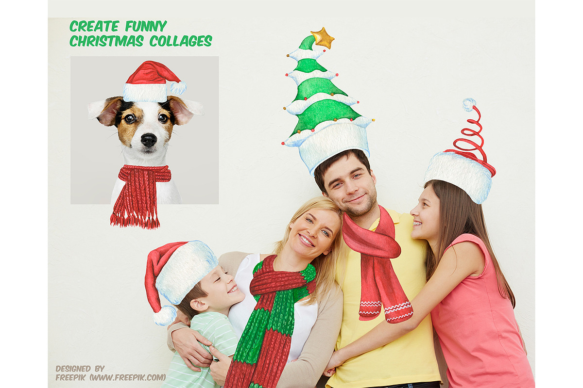 Watercolor Christmas hats and scarve, a Seasonal Illustration by ArtfulStudio (Photo 10 of 10)