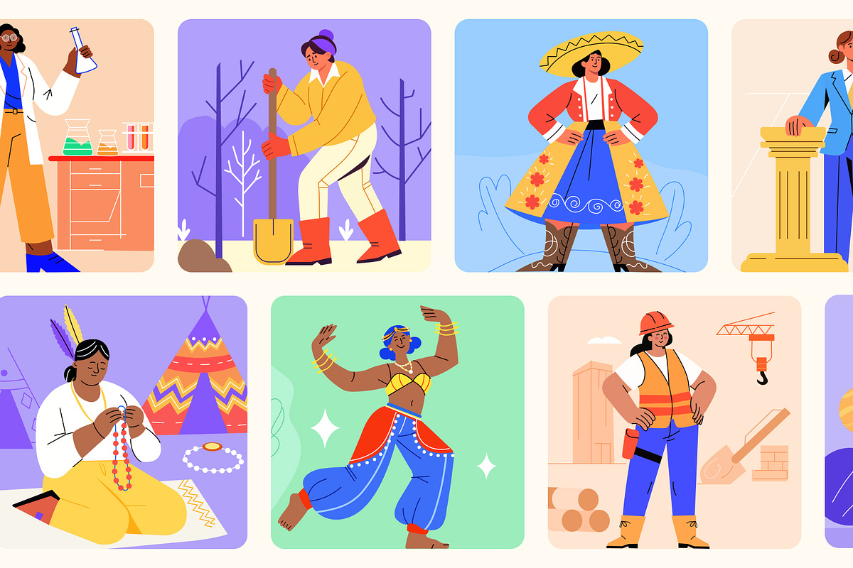 Women Ethnicities Flat Icons, a Person Illustration by Creative Stall (Photo 5 of 10)