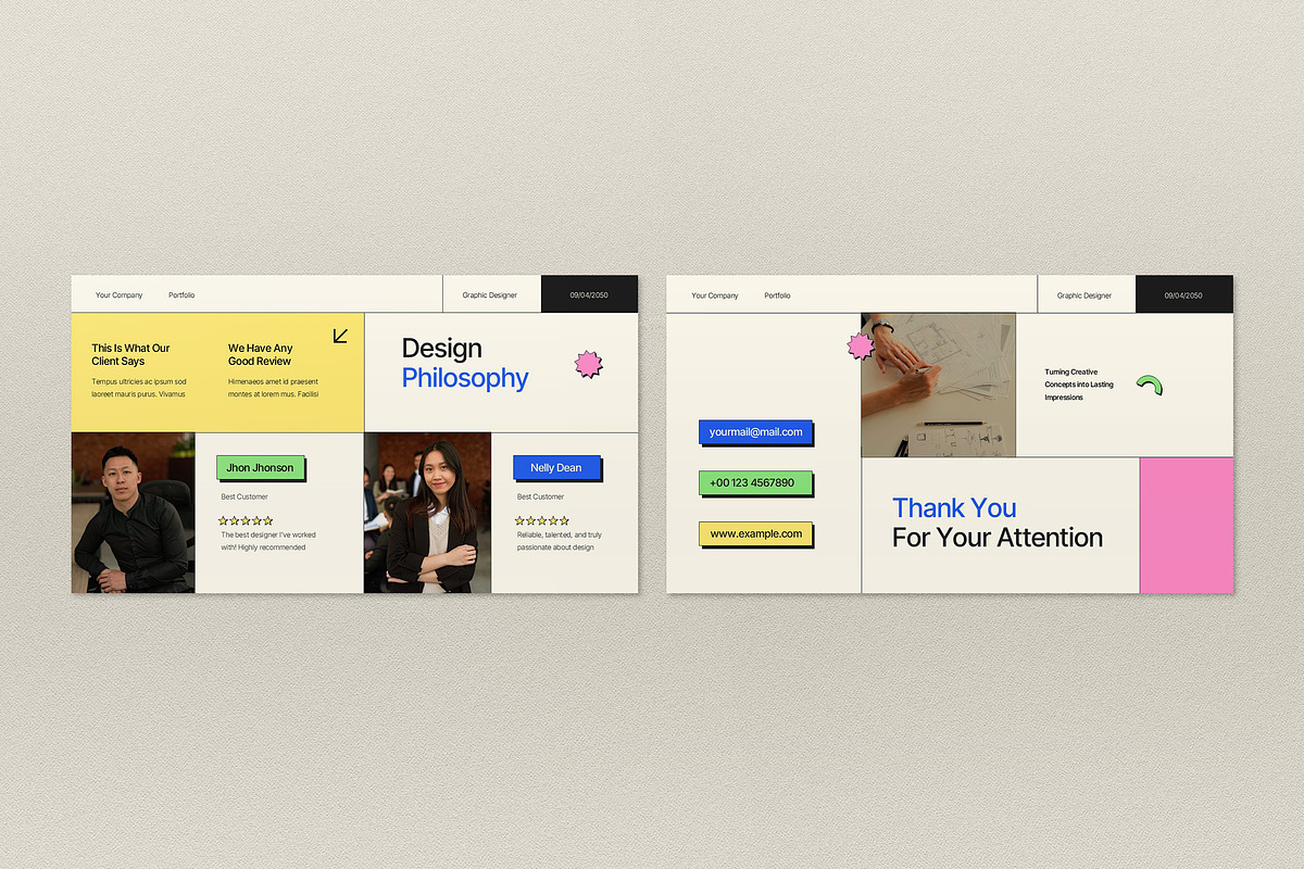 Cream Modern Creative Portfolio PPT, a Presentation Template by graphicook (Photo 4 of 4)