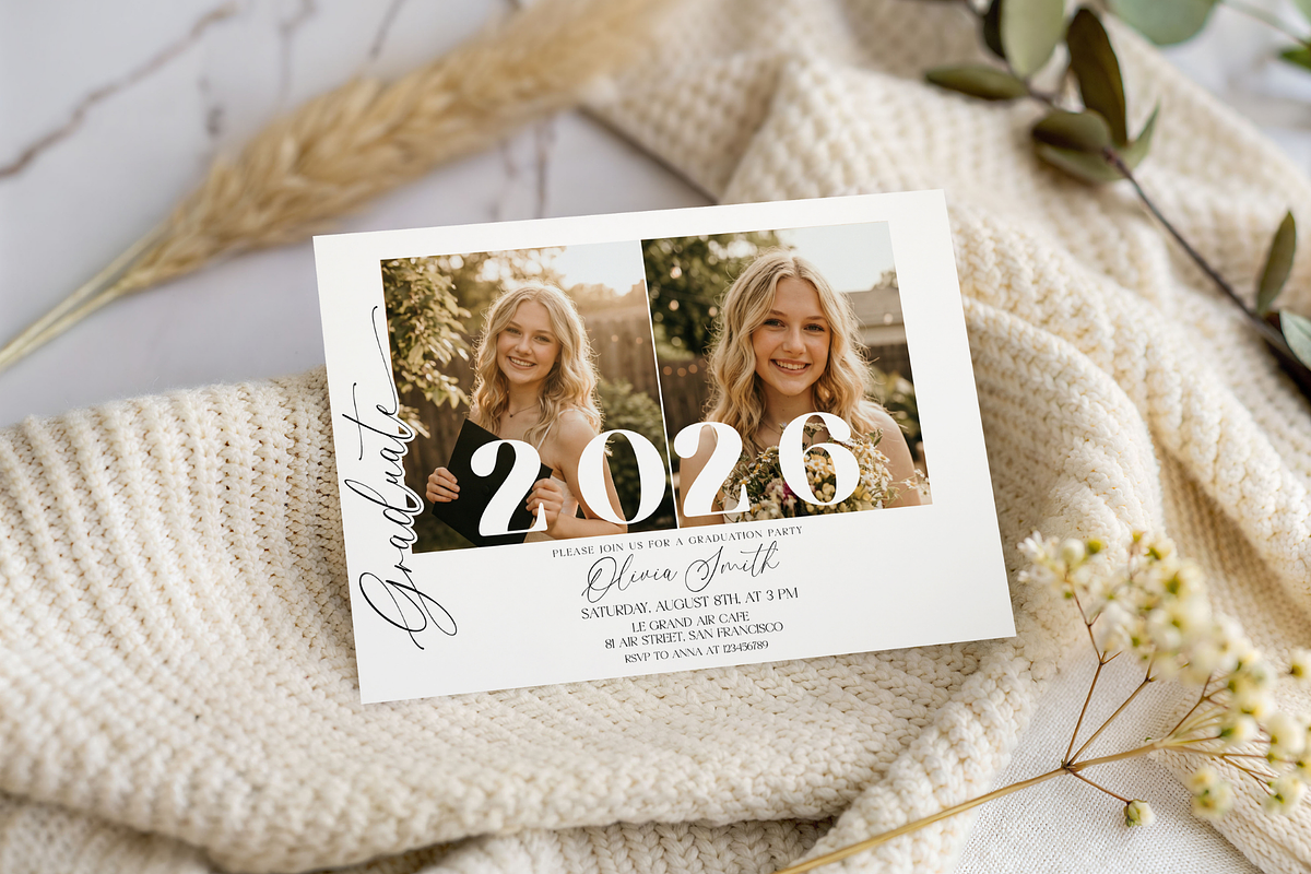 Grad Party 2026: Minimalist, an Invitation Template by MockupWizard (Photo 3 of 3)