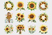 Watercolor Sunflower Clipart, a Seasonal Illustration by Design Market (Thumbnail 3 of 5)