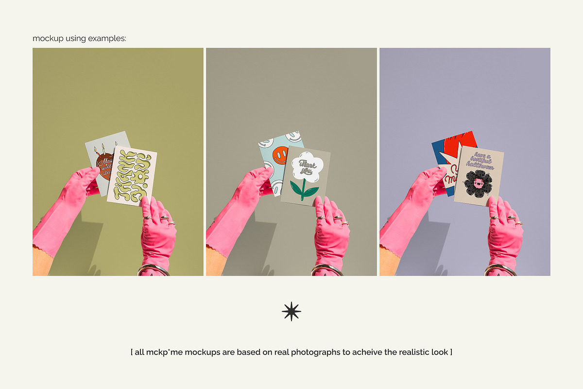 US A2 postcards in hands mockup, a Merchandise Mockup by MCKP*ME (Photo 3 of 5)