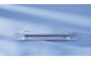 3d Glass Transparent Shelf On Blue