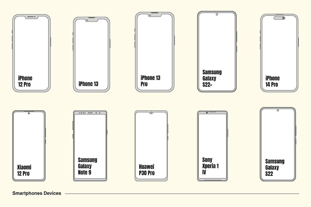 Outline Device Mockups - Vector Pack, an iPhone Mockup by Mr.Mockup™ (Photo 5 of 14)