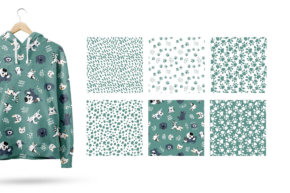 Cute Cats and Dogs patterns, an Animal Illustration by essskina (Photo 6 of 9)