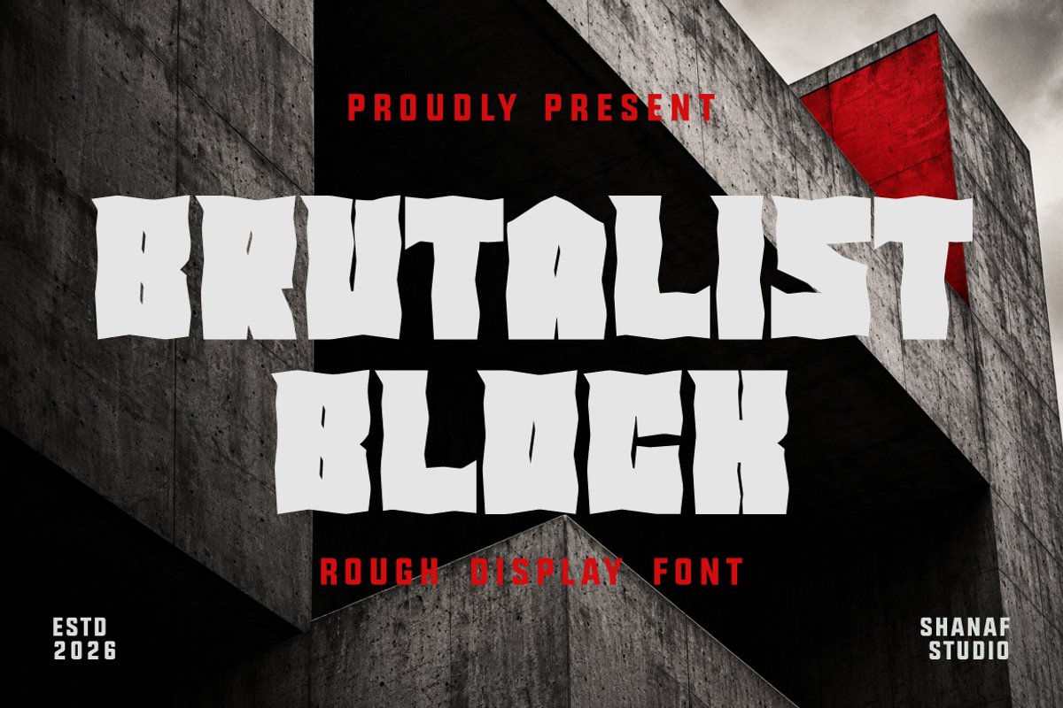 Brutalist Block Rough Display Font, a Font by PutraCetol Studio (Photo 1 of 5)